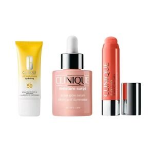 Clinique Moisture Surge Glow Serum UV Solutions SPF Chubby Stick Cheek Balm Set